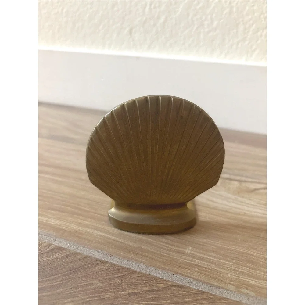 1 Vintage Solid Brass Bookend Seashell Scallop‎ Art Deco Beach MCM Nautical 6