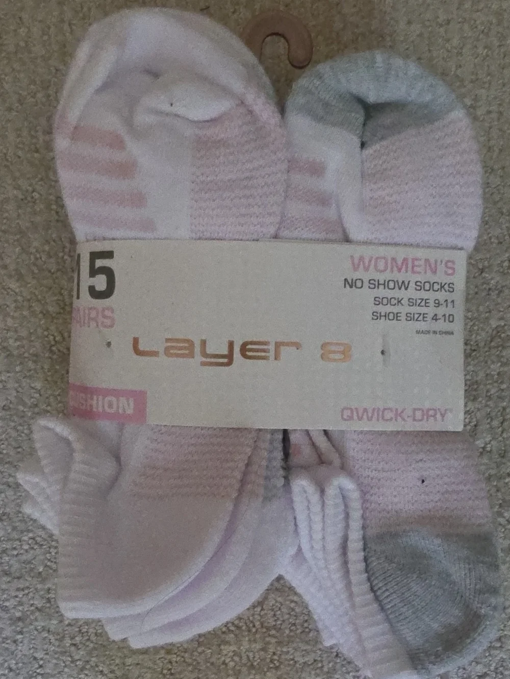 Layer 8 Women's Pink and Gray No-Show Athletic Sock 15-Pack