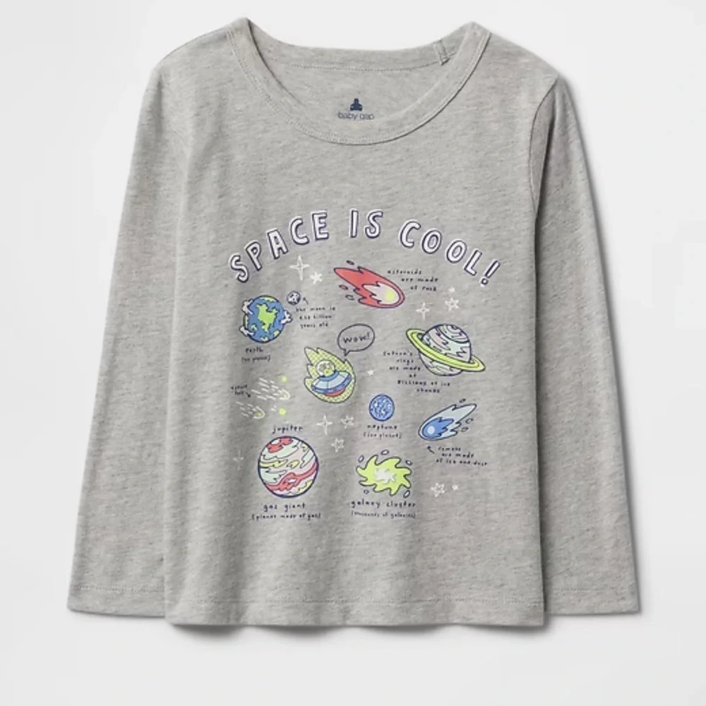 GAP Gray Space Is Cool Long Sleeve Tee