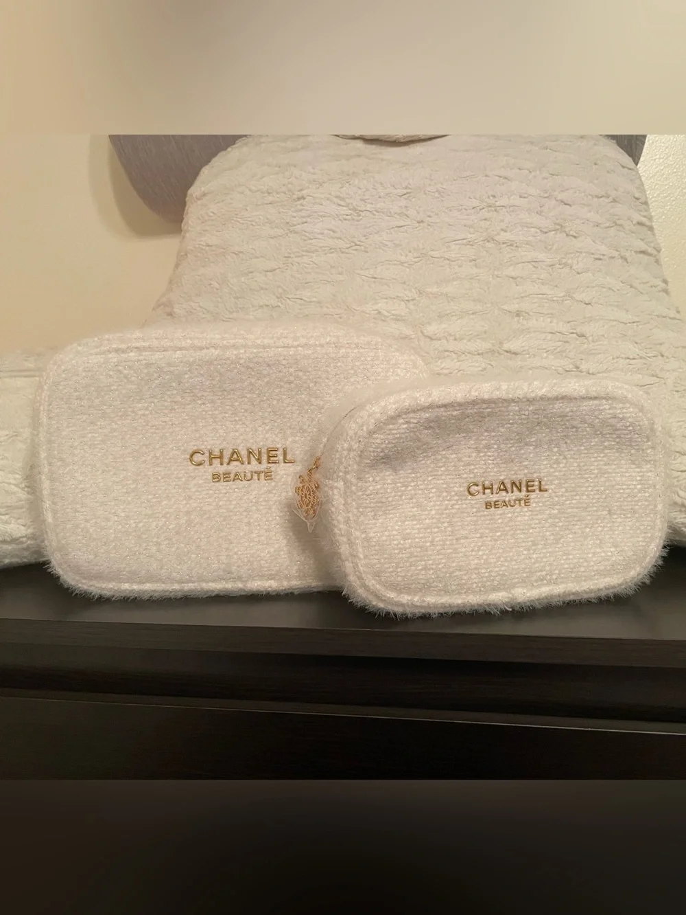 CHANEL white faux