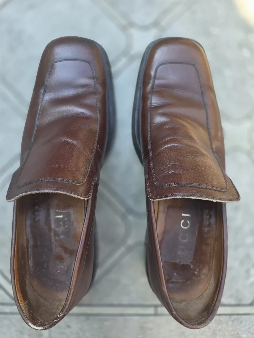 Gucci heels toe scuffing