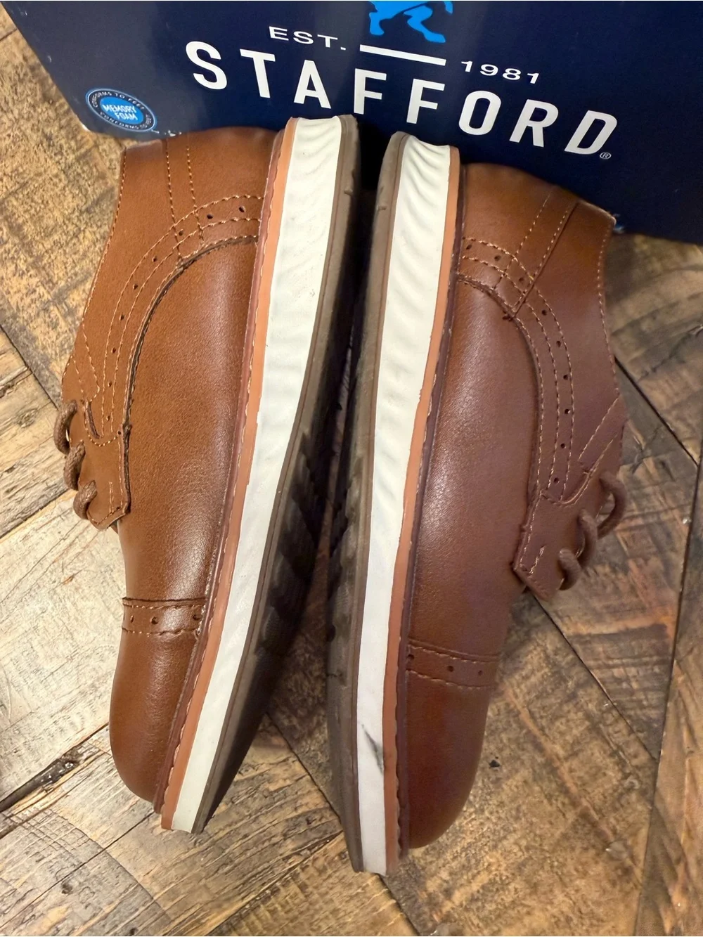 Stafford Lil Cooper Boys Brown Cap Toe Oxford Dress Shoes Size 9M With Box