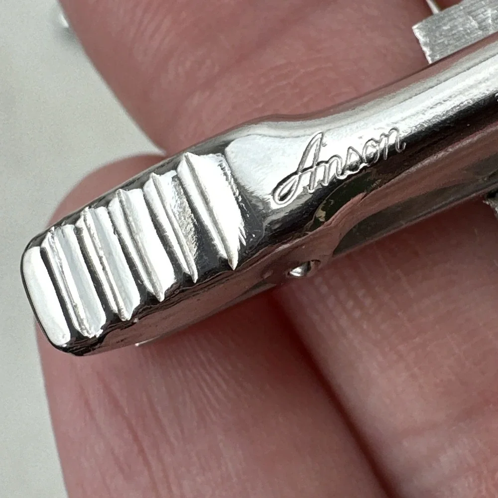 Vintage Anson Cufflinks & Tie Clip Set Silver Black Gold Turquoise Flakes