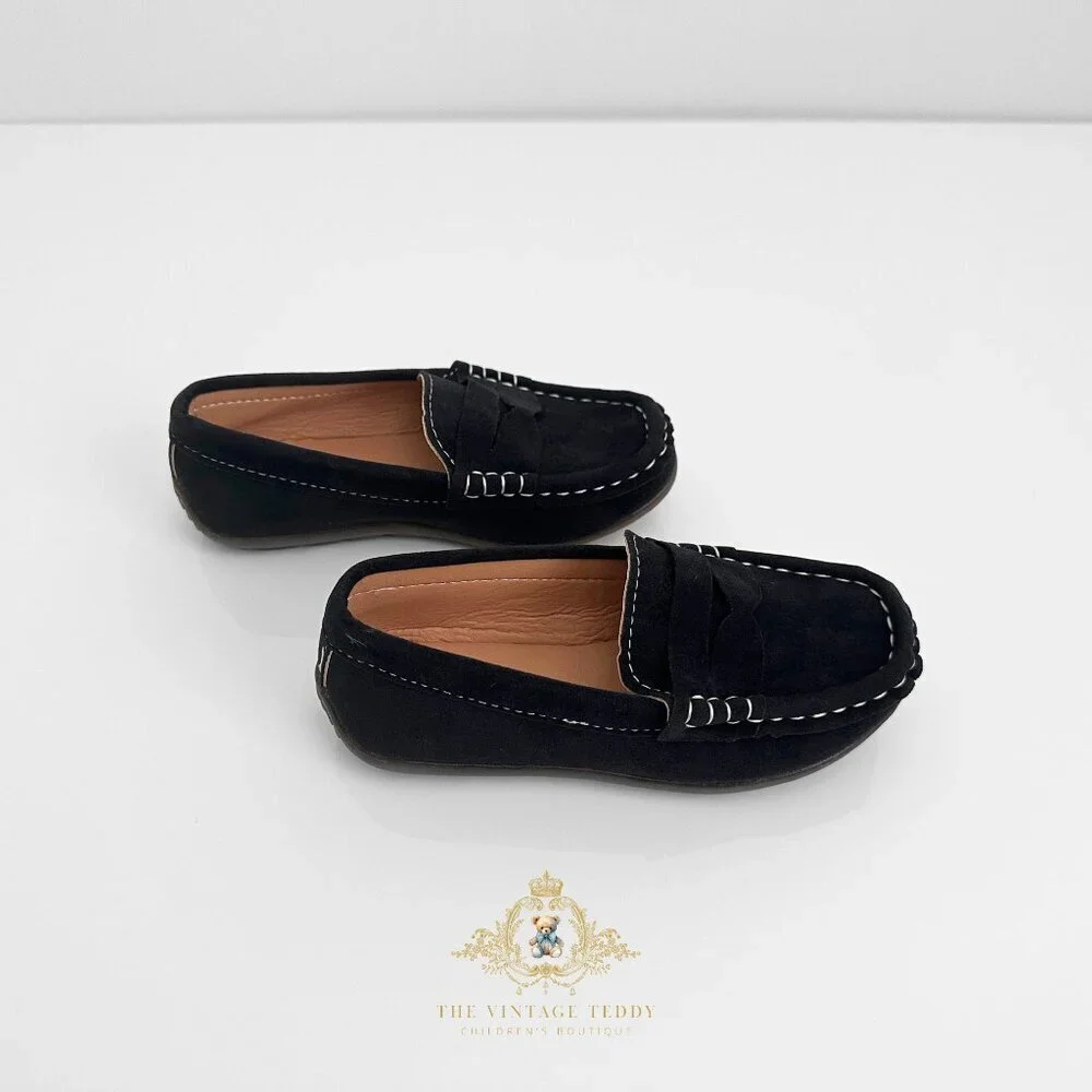 NWT Handsome Boys Vintage Style Classic Loafers Cute Children's Shoes Black 8.5