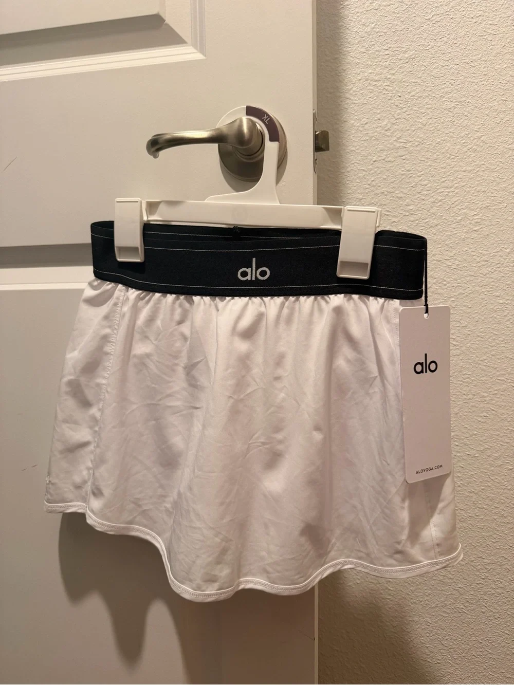 ALO Yoga White Skirt with Black Waistband