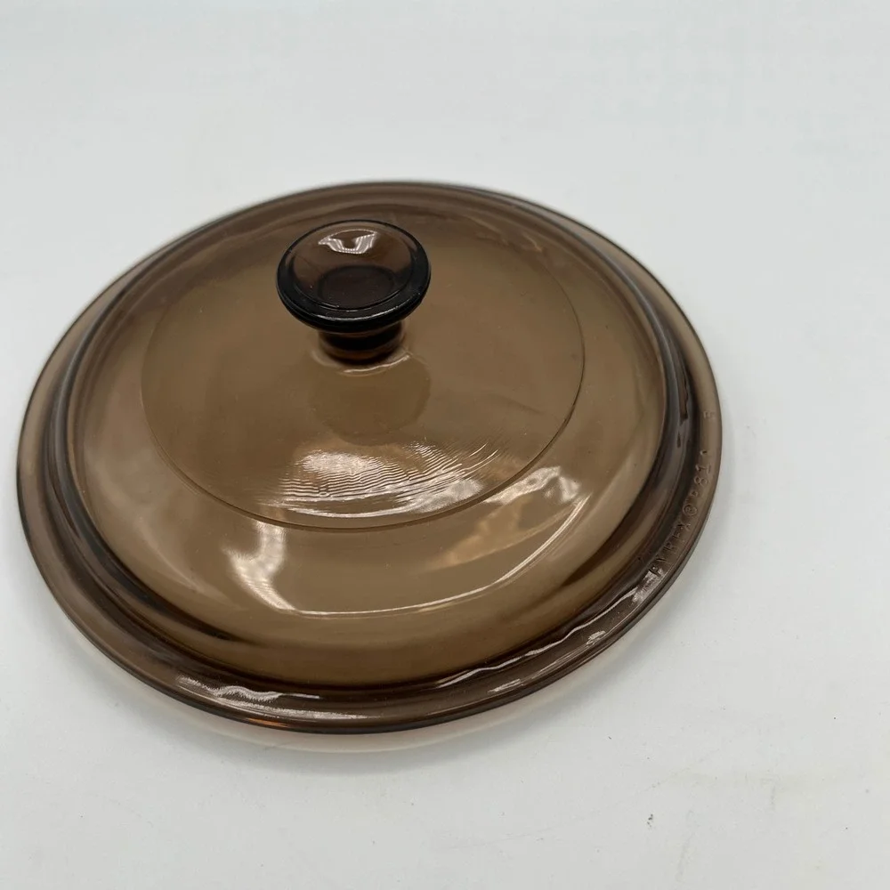 Pyrex Visions Amber Glass Lid P-81-C Replacement 6.25 Inch Brown Smoke Tint