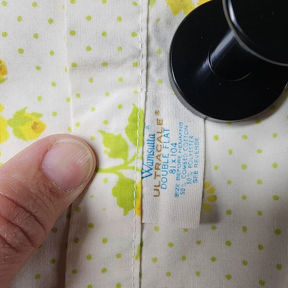 Vintage Wamsutta Yellow Rose Floral Sheet Set Double Flat Fitted‎ Ultra Percale