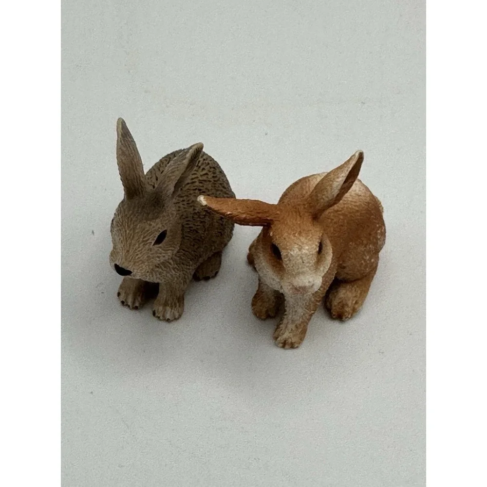 2 Hare Rabbit Bunny Wild Animal Figures Can‎ Bruised As Cake Toppers