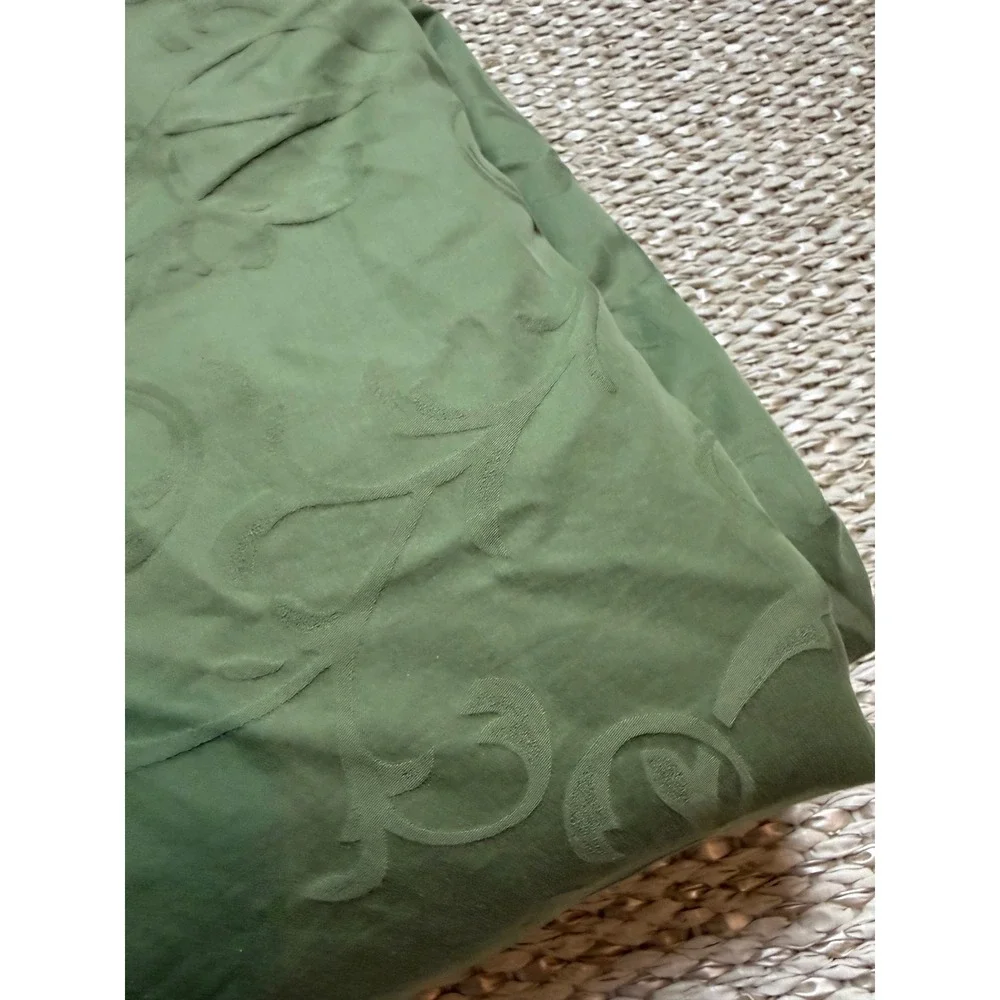 Cuddledown King sheet set Sage Green 100% Cotton Damask Scroll‎ Jacquard