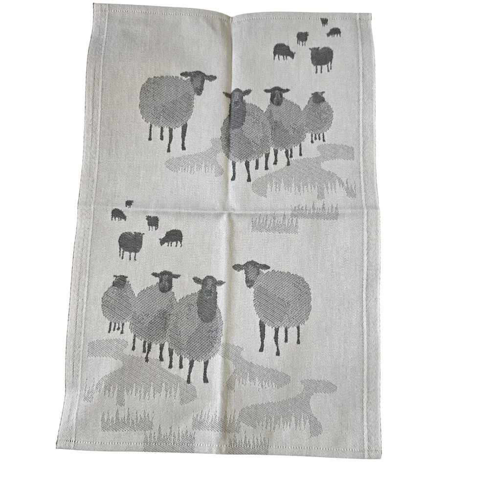 Ekelund Sweden Sheep Organic Cotton Kitchen Towel Grey White‎ Woven Swedish
