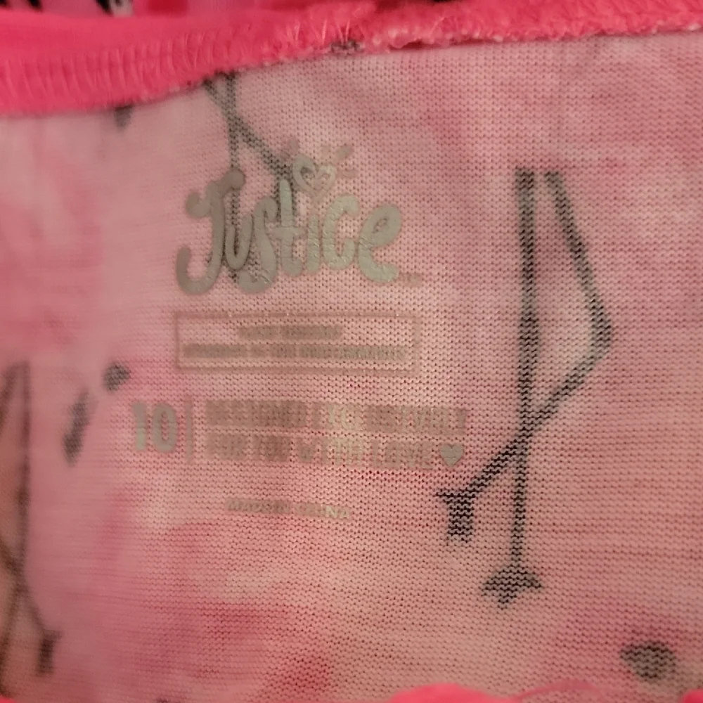 Justice Girls Graphic Hoodie Romper Pink Black Flamingos Sleepwear Size 10