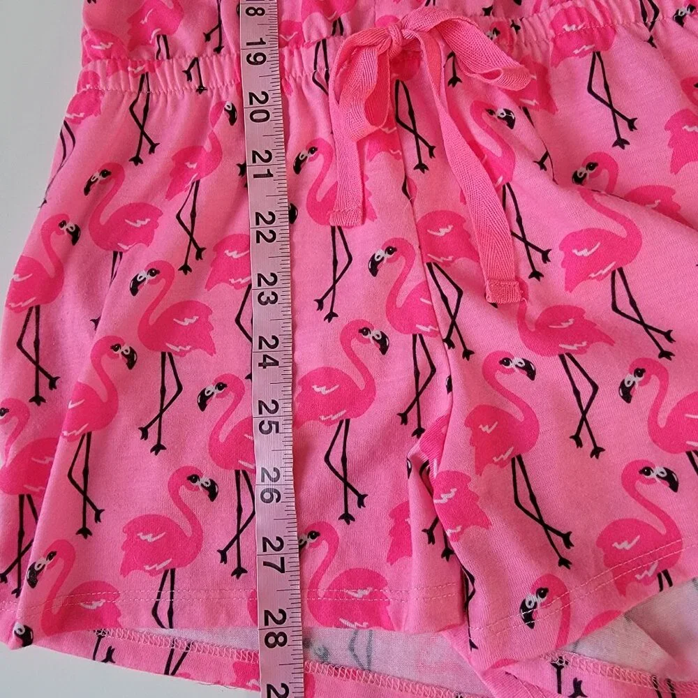 Justice Girls Graphic Hoodie Romper Pink Black Flamingos Sleepwear Size 10