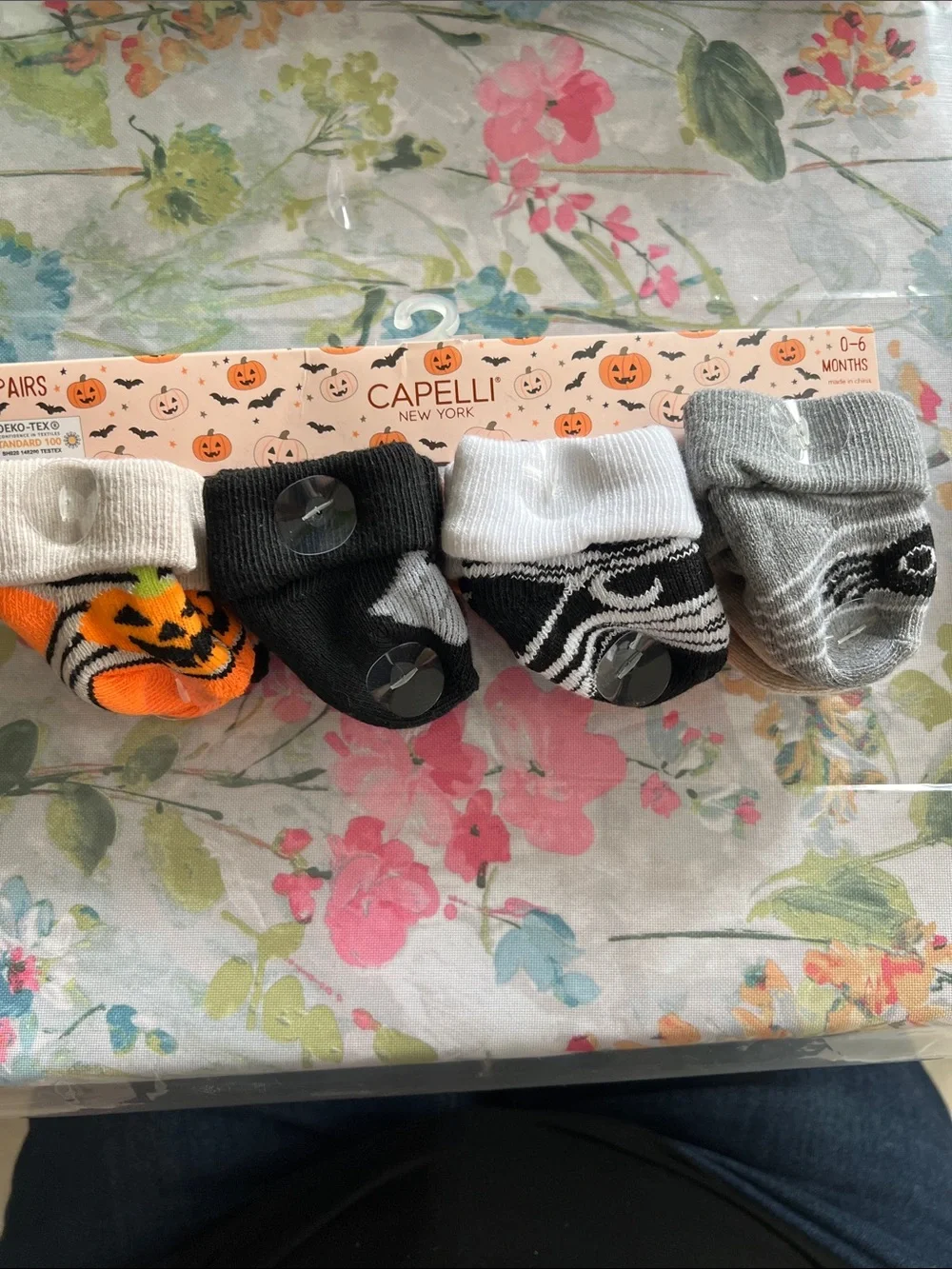 Capelli of New York Baby Halloween Sock Set - Orange, Black, White, Gray
