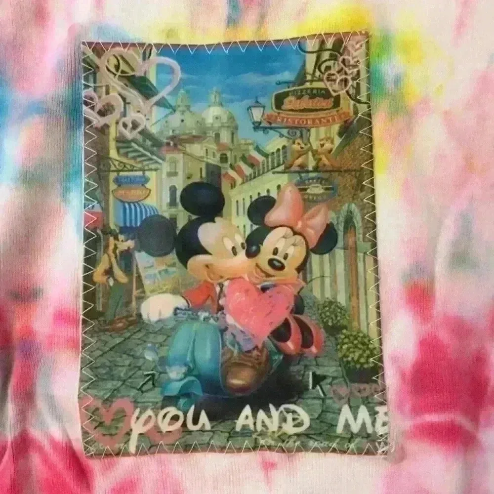 Mickey and Minnie Tie dye T-shirt girls S blue XL Disney