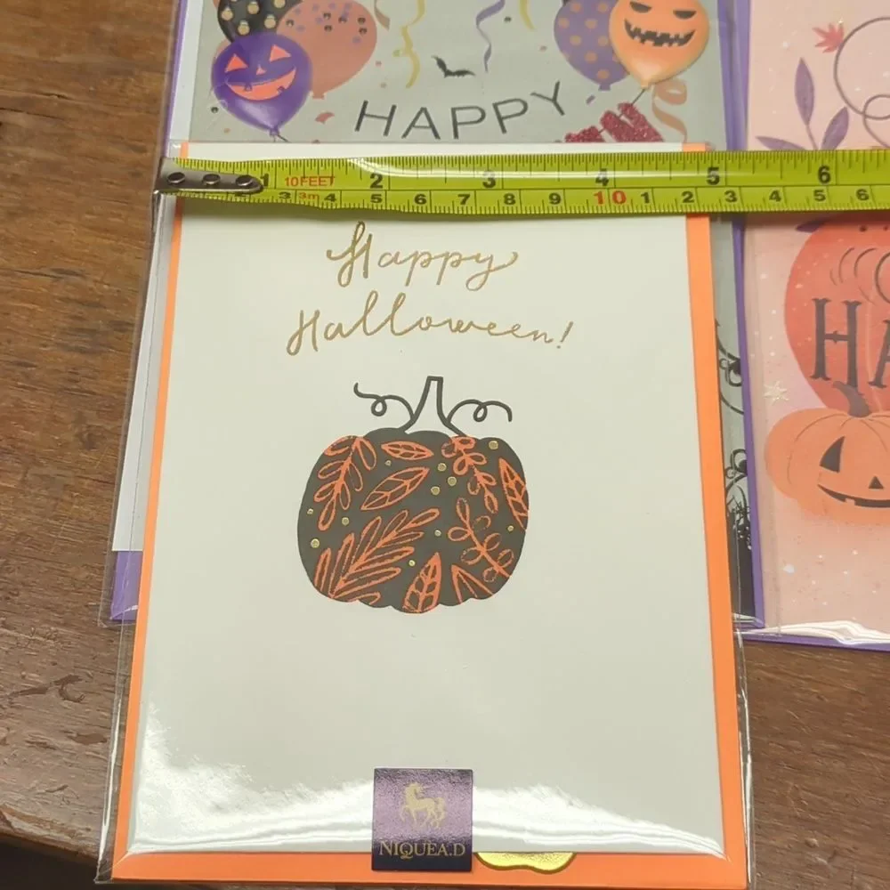 4 Niquea.D Halloween Greeting Cards 3D Pumpkins, ghosts, bats nice not scary