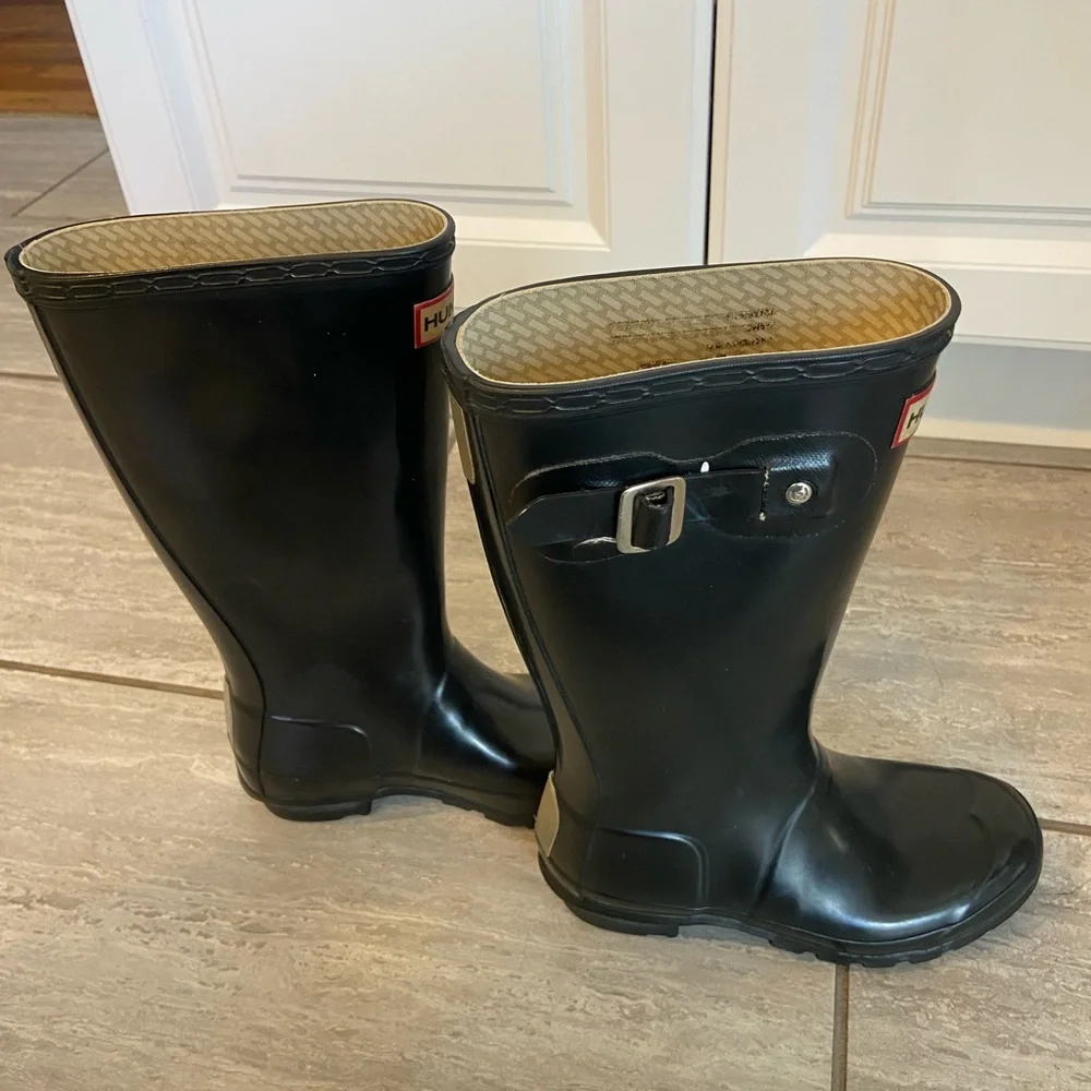 Hunter Classic Black Waterproof rain Boots girls size 1