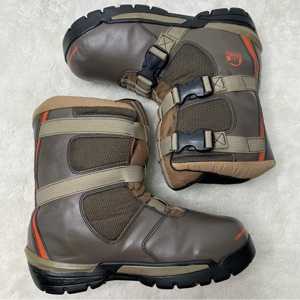 Sorel Big Kids Method 360 Brown Leather Snow Boots Waterproof Size 6 US / 38 EU