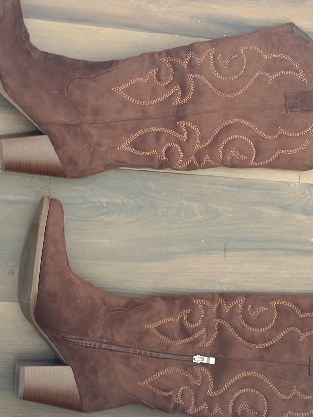 Brown Suede Western Knee-High Women's Boot