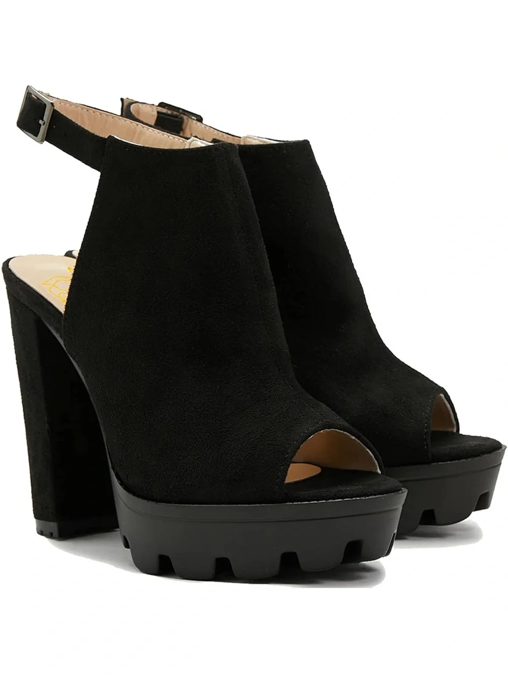 Women Platform Ankle Boots Open Peep Toe Chunky Block High Heel Platform
