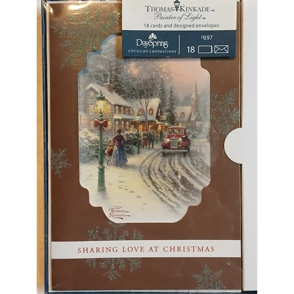 Vintage Thomas Kinkade 18 Boxed Christmas Cards DaySpring Village Christmas 1997