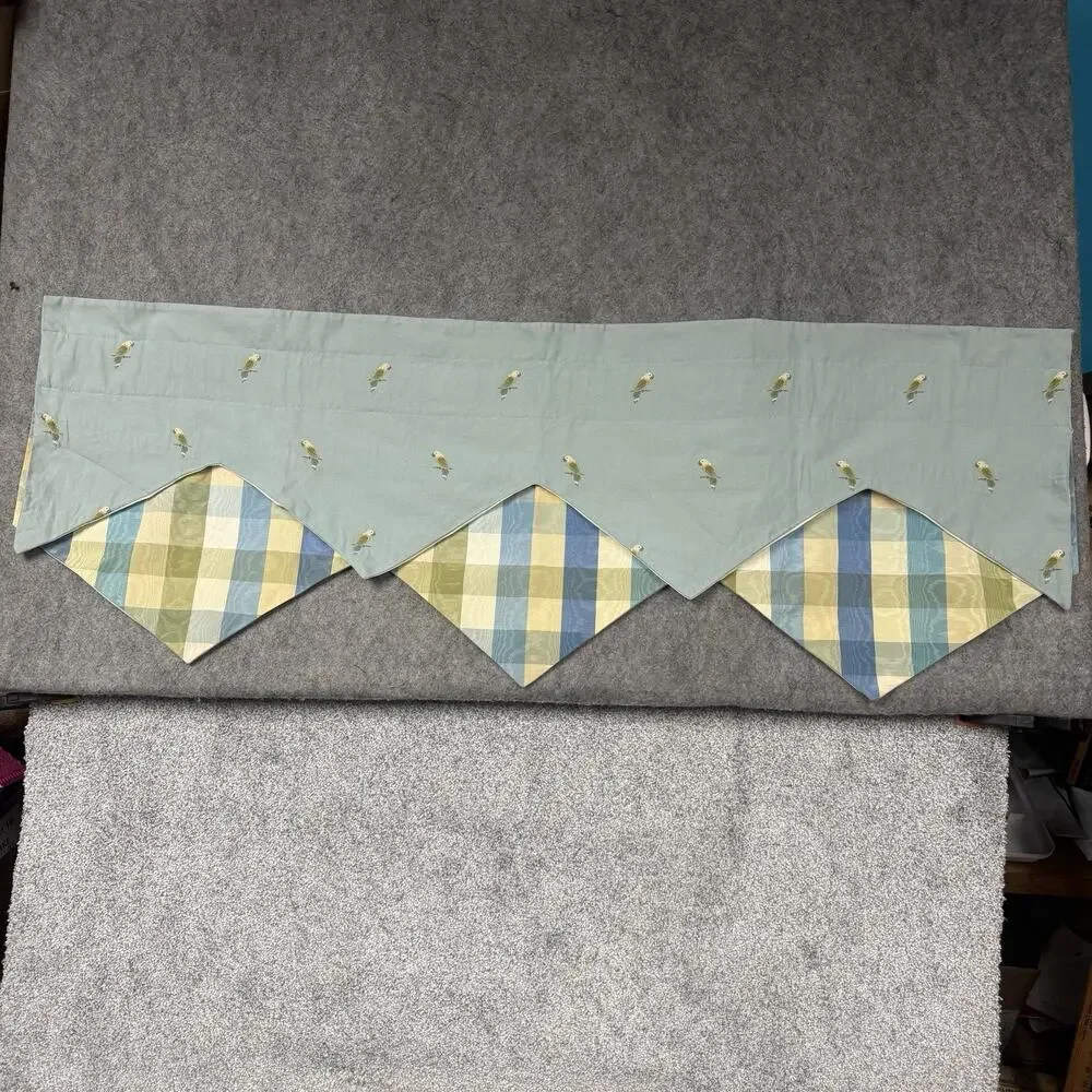 Vtg Country Curtains Parakeet Bird Window Treatment Panels Valences Shams Pillow