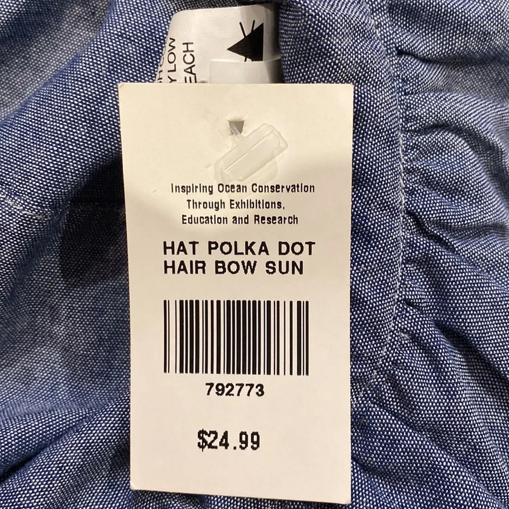 MUD PIE TODDLER SUN HAT NAVY AND WHITE POKKA DOTS NWT