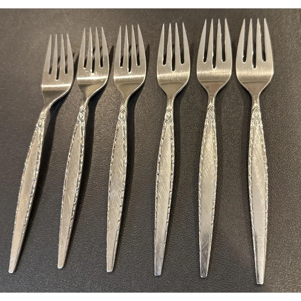 Oneida Community Venetia Stainless Steel Salad Forks Fork Set Of 6 MCM Vintage‎