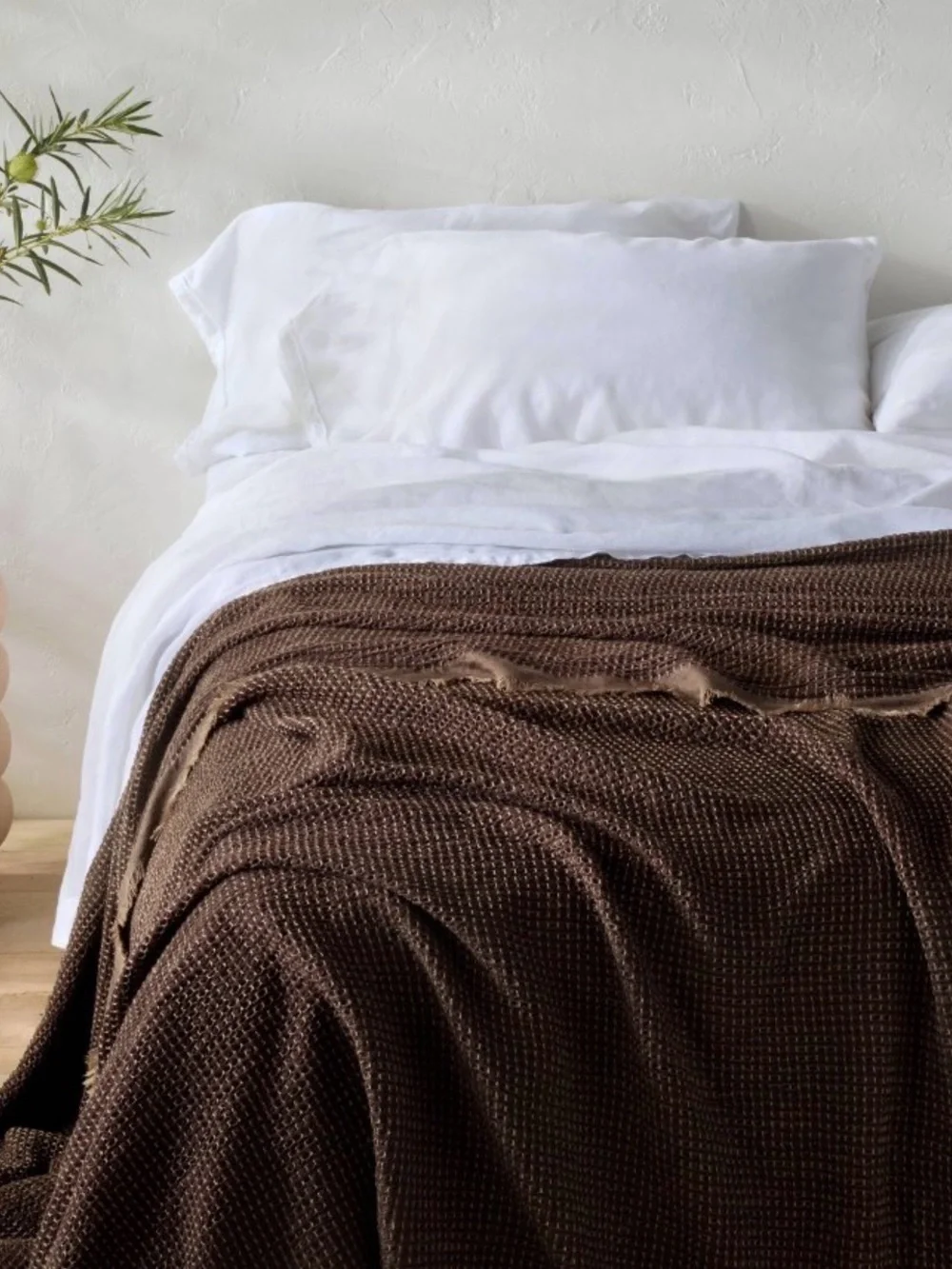 Full/Queen Textured Waffle Coverlet Dark Fig - Casaluna™