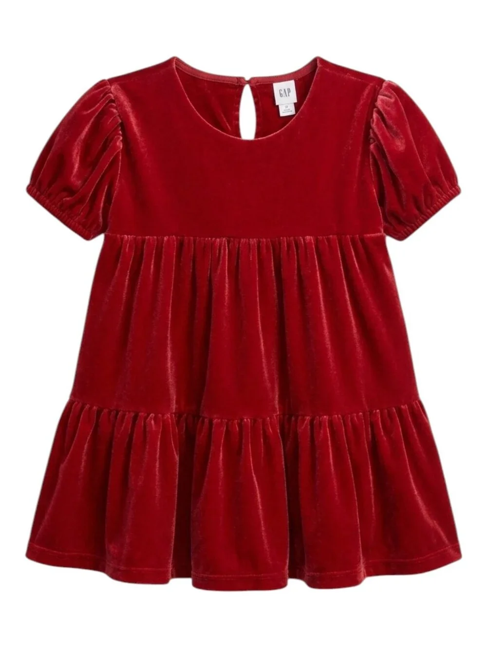 Gap Kids Cranberry Red Tiered Velour Dress Christmas Holiday Toddler Girl 3T 3