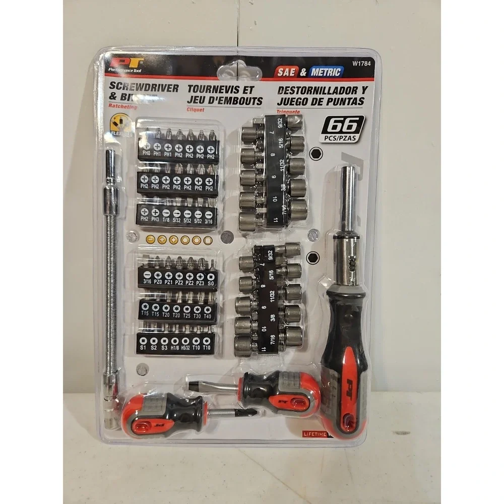 Performance Tool ‎ 66 pc  Screwdriver And Bit Set New In Package