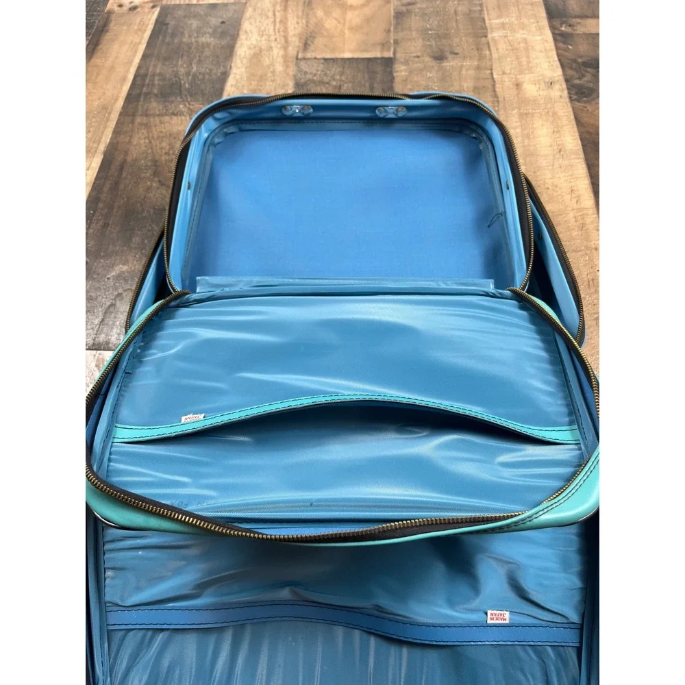 Vintage 70s Blue Yellow Bunny‎ Nesting Suitcase Set Retro Mod Travel Bags 2pc