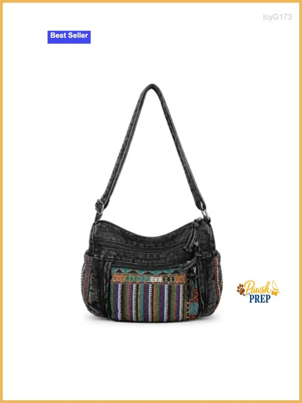 Canvas Messenger Bag Crossbody Satchel Hobo Multiple Pockets Womens Denim
