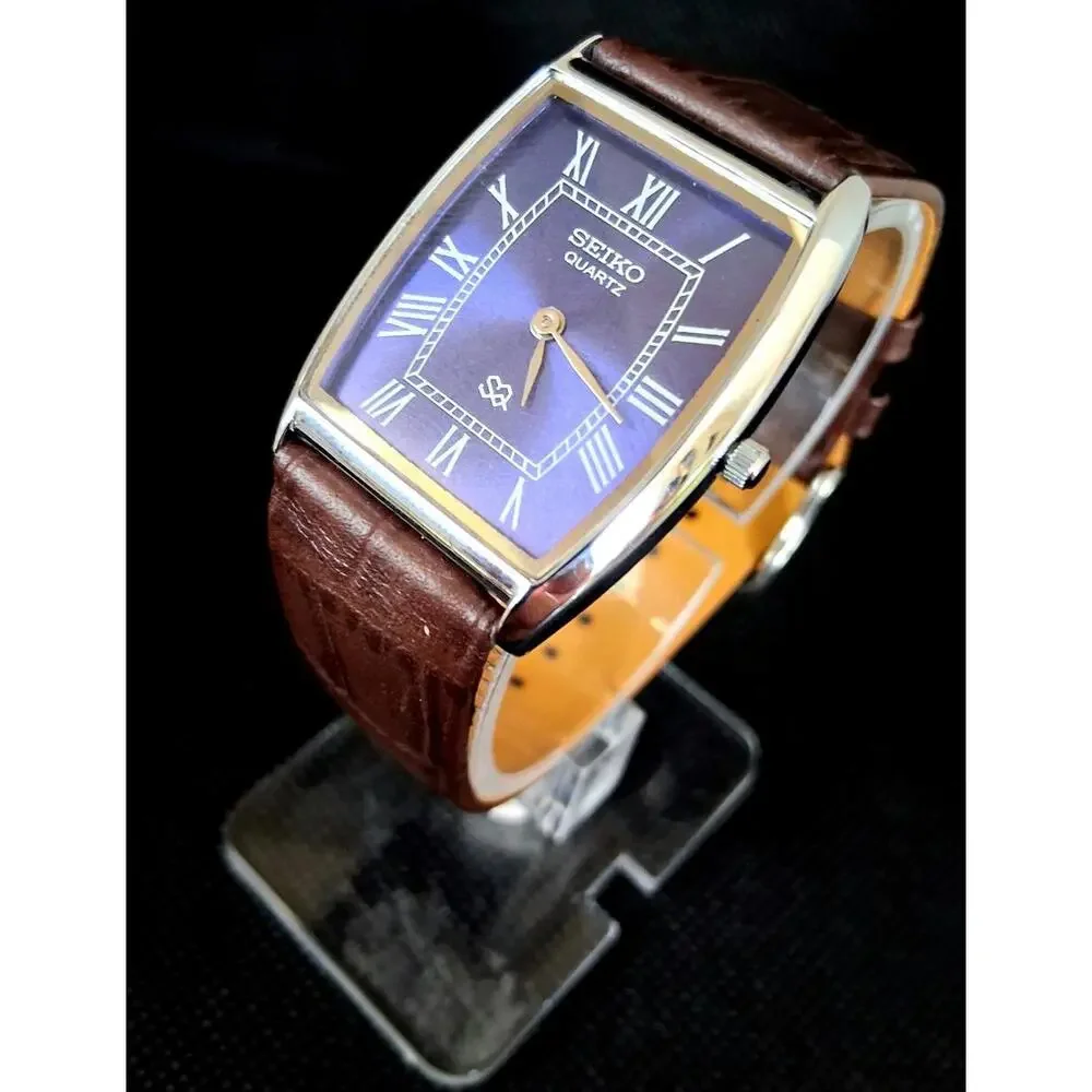 Men's‎ Vintage Seiko Barrel/Tonneau Leather Tank RARE