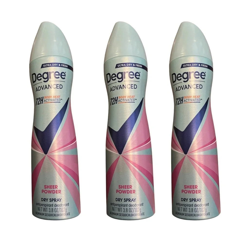 Degree‎ Advanced Sheer Powder Dry Spray 72H Antiperspirant Deodorant Lot of 3
