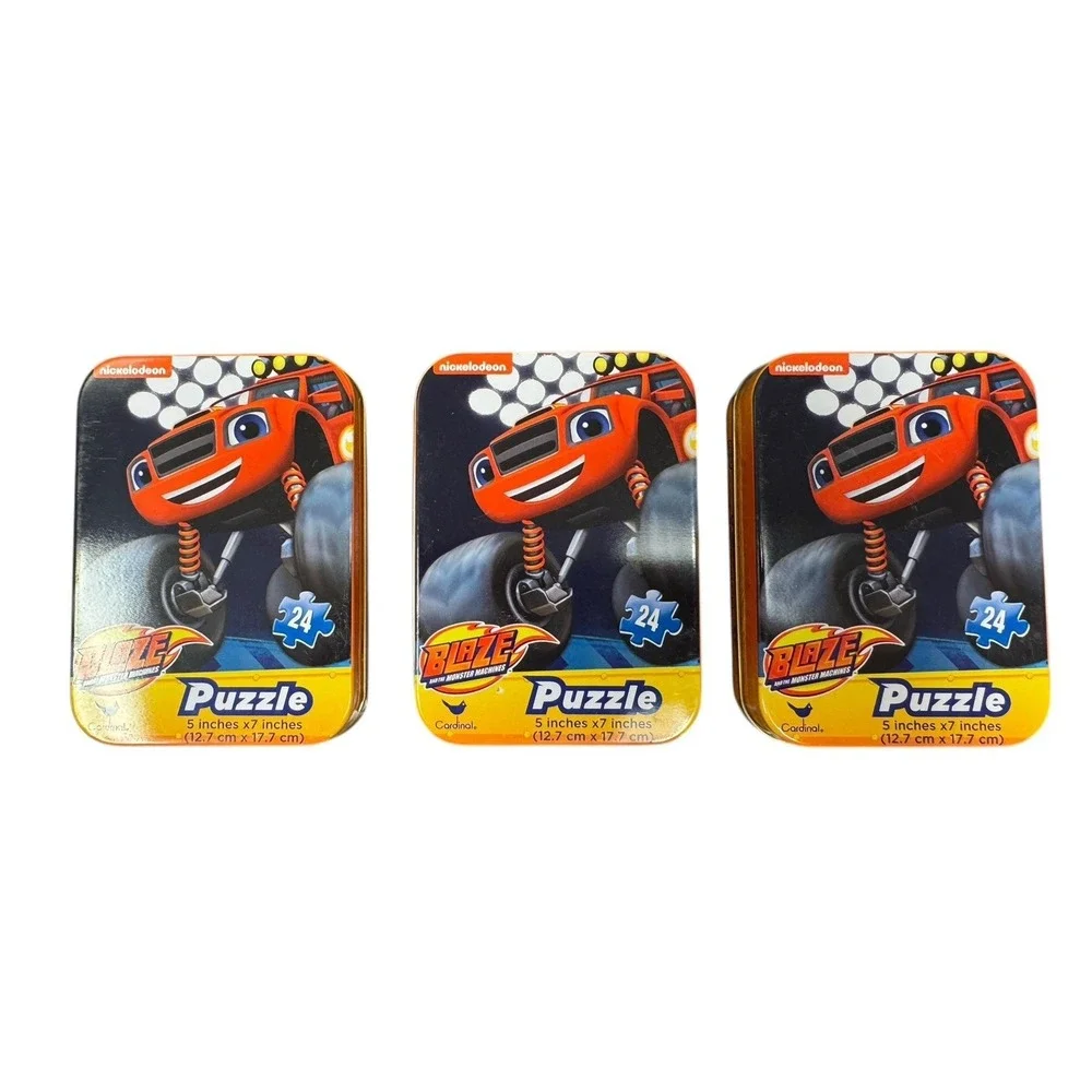Blaze Monster Machines Puzzle Lot 3 Sealed‎ Tin 24pc Kids Travel Nickelodeon