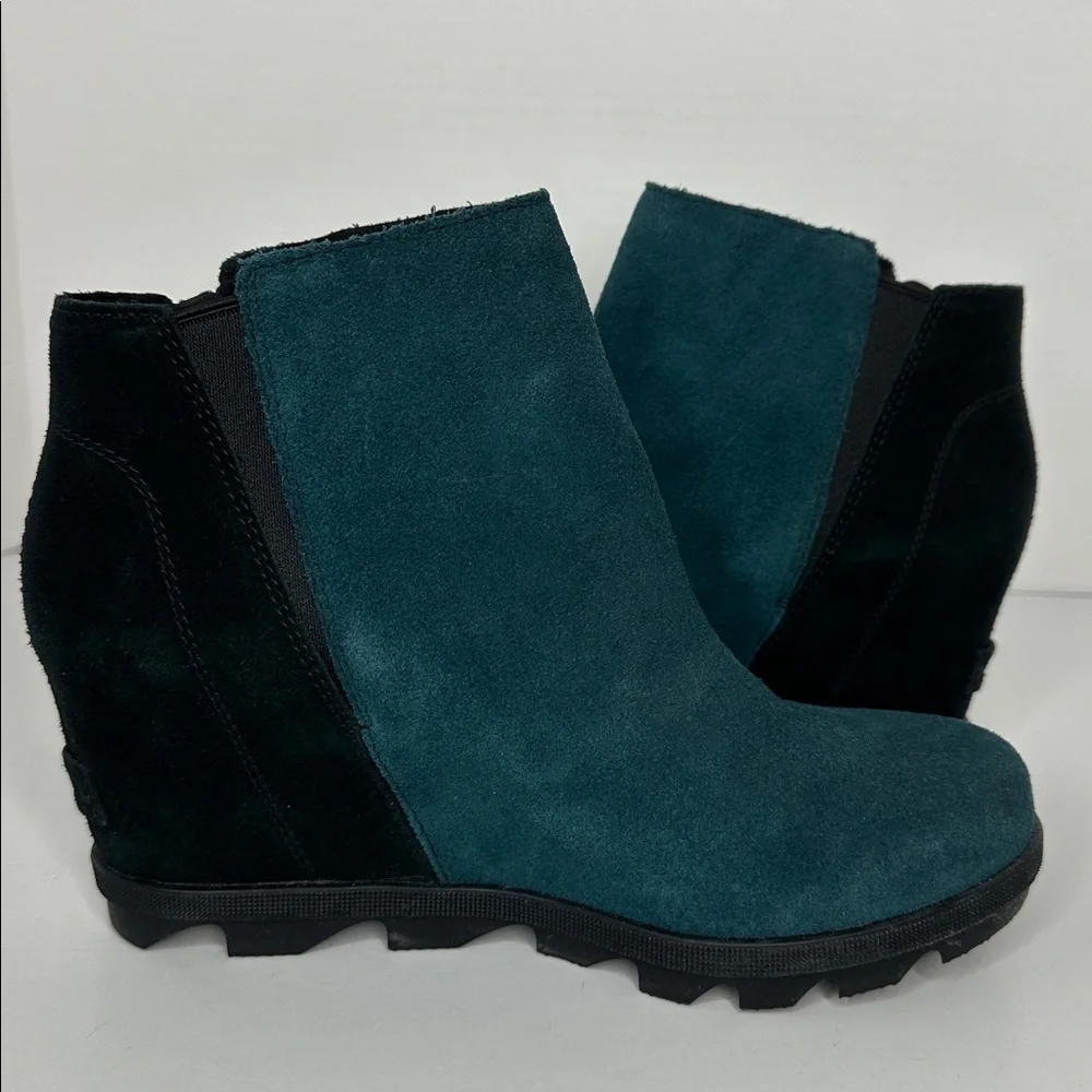 Sorel Joan of Arctic Wedge II Side Zip Boots Blue Suede Women's Size US 9‎ EU 40