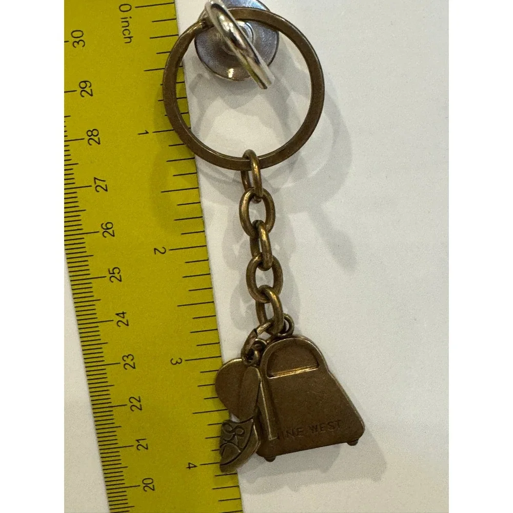 Nine West Brass Keychain Heart High Heel Handbag Charms Vintage Style 4 Inch