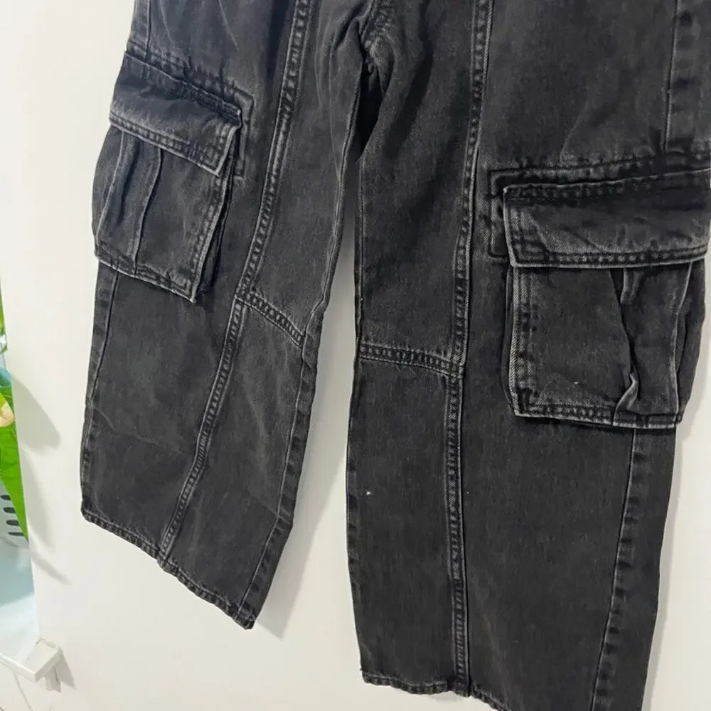 NEW Old Navy Girl's Black Baggy Wide Leg Jeans Size 8