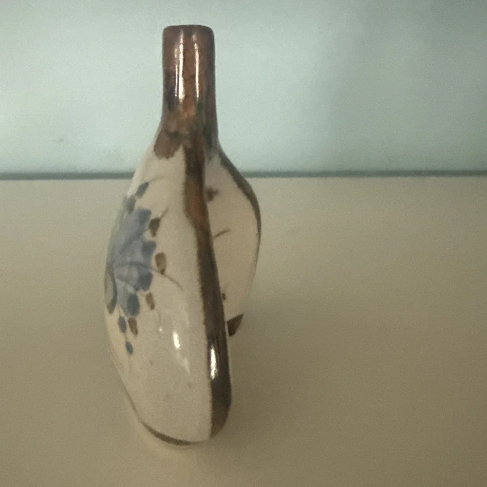 Vintage Uniquely Shaped Ken Edwards Tonala‎ Mexican Pottery Bud Vase Signed 5