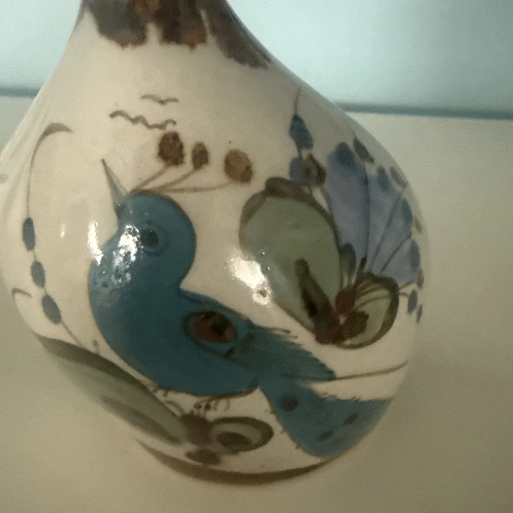 Vintage Uniquely Shaped Ken Edwards Tonala‎ Mexican Pottery Bud Vase Signed 5
