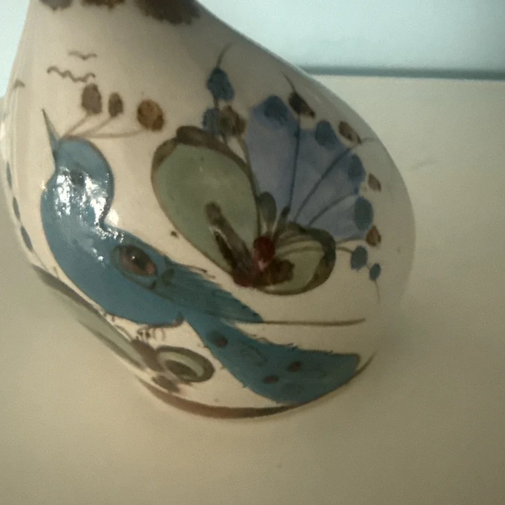 Vintage Uniquely Shaped Ken Edwards Tonala‎ Mexican Pottery Bud Vase Signed 5