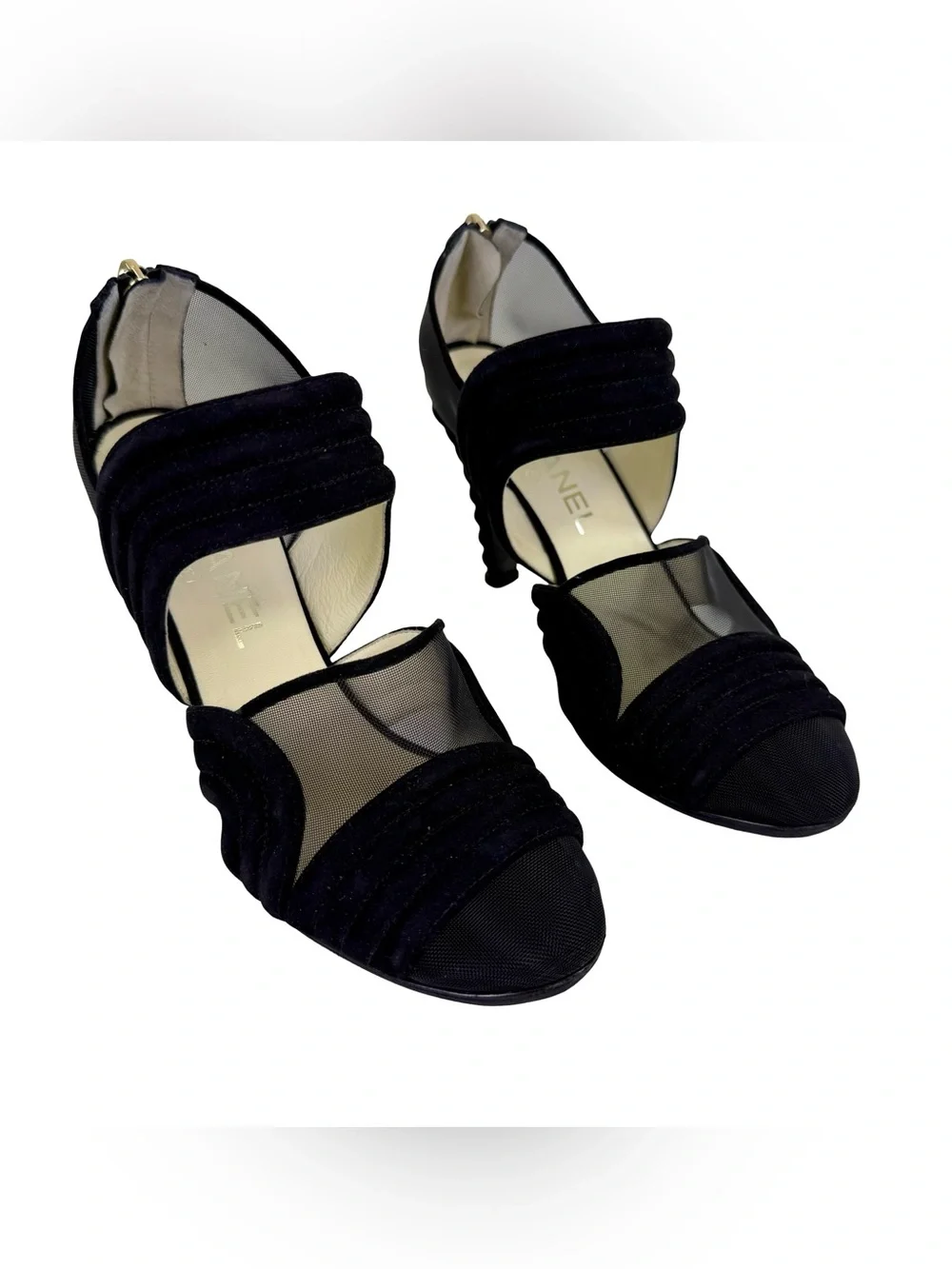 CHANEL black suede