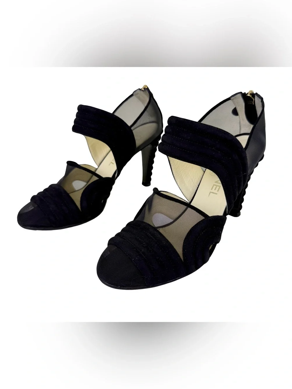 CHANEL black suede