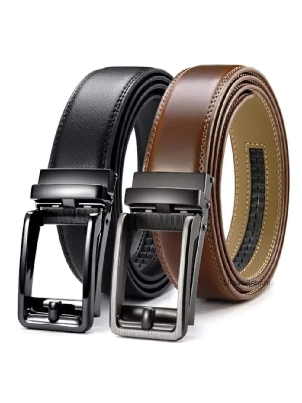 Genuine Leather Ratchet Belt 2 Pack - Adjustable Men's Dress Belt