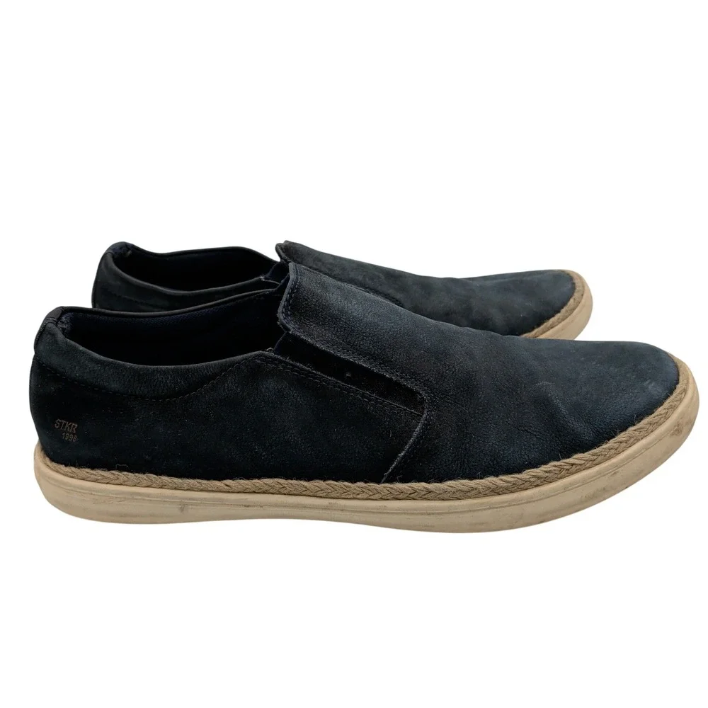 Stalker Mens 9.5 Navy Blue Leather Slip On Espadrille Sneakers Brazil 87000039