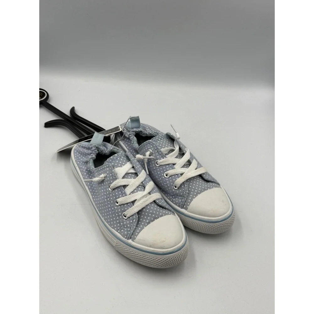 Charles Albert Womens 6 Blue White Polka Dot Canvas Lace Up Sneakers