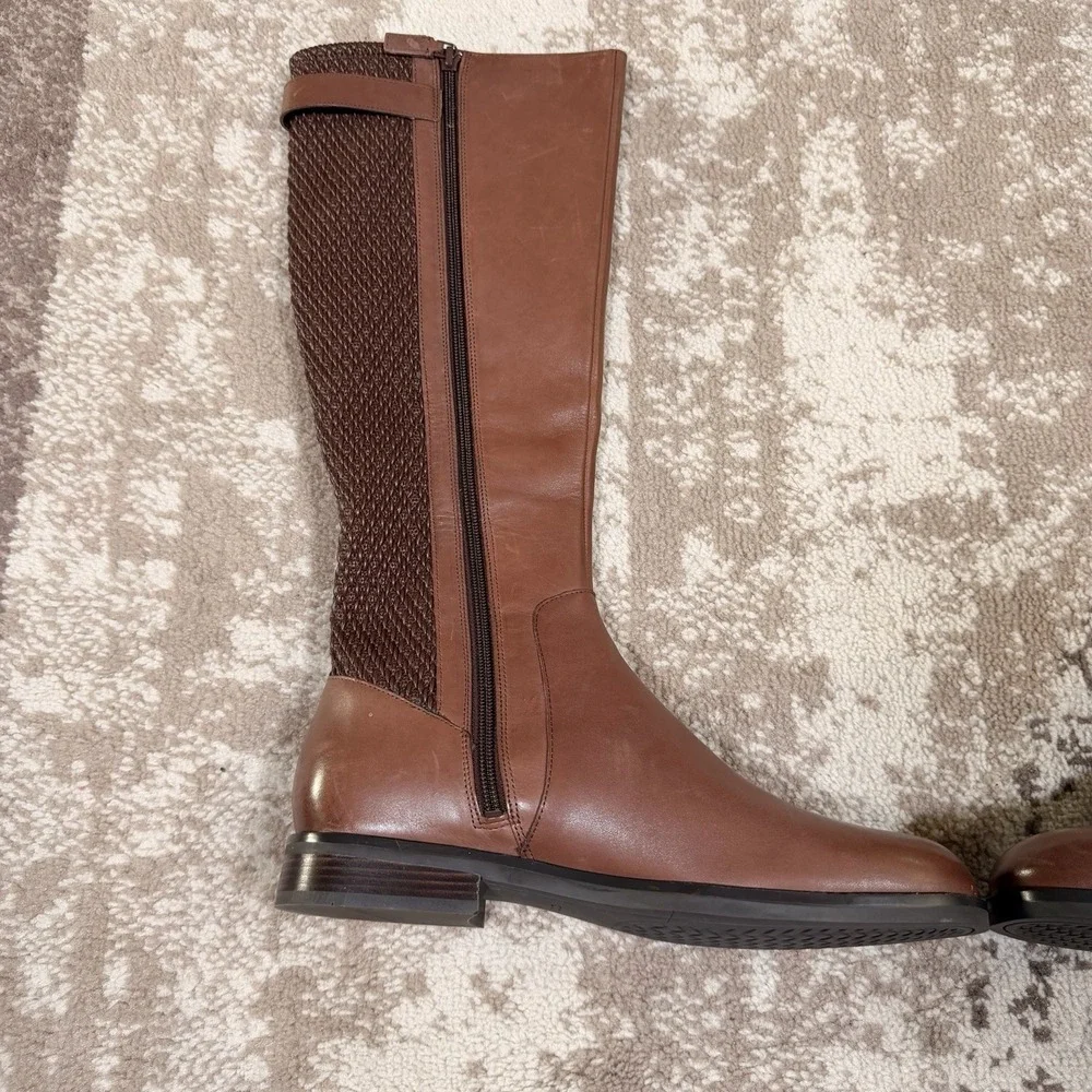 Cole Haan Women's Idah Equestrian Knee High Boot Brown Chestnut‎ Leather Size 10