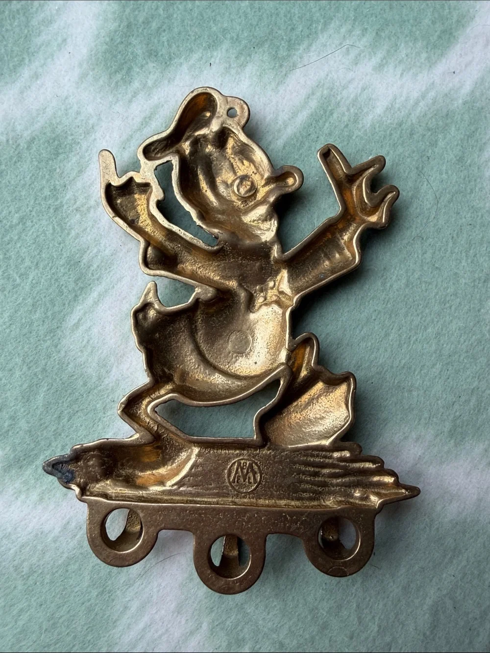 Authentic 1960s MBFL Donald Duck brass wall key brackets - rare vintage