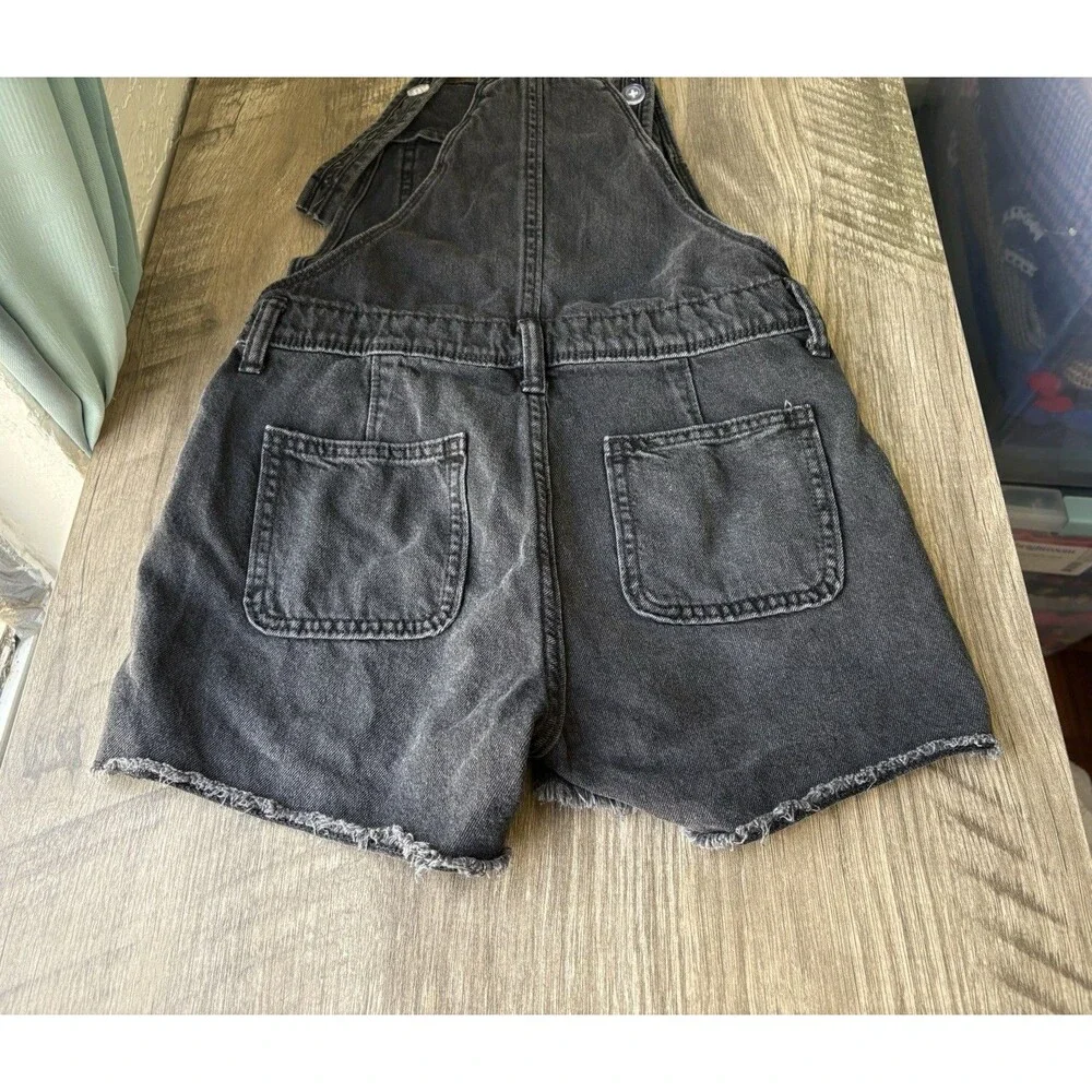 Old Navy Girls Black Denim Shortalls Size 10-12