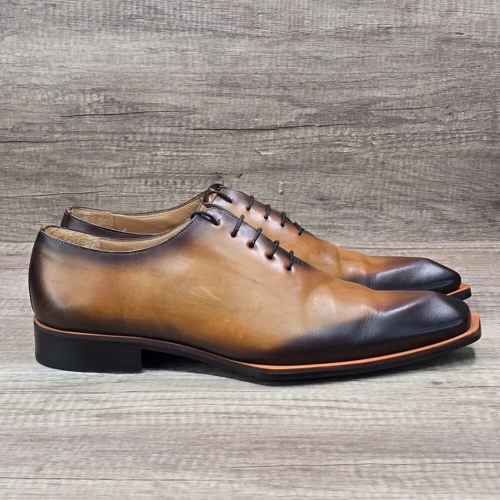 Mezlan Dietro Whole Cut Men's Size 12M Glazed Tan Leather Oxford Dress Shoes